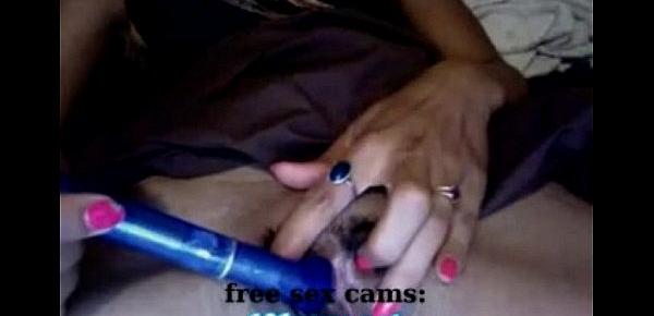  Milf with hairy pussy, dark lips plays with vibe toy